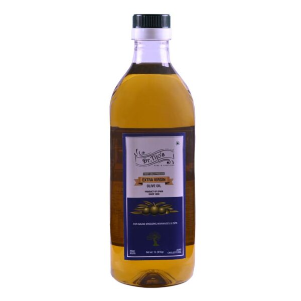 Dr.Tijo's Extra Virgin Olive Oil - First Cold Pressed and 100% Natural - Perfect for Salad,Marinade,Paratha,Dips - Imported from SPAIN - 1 L Bottle